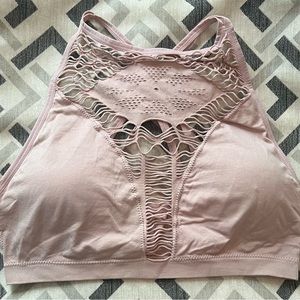 XL Rampage Cross-back Halter Fashion Bra in Pink